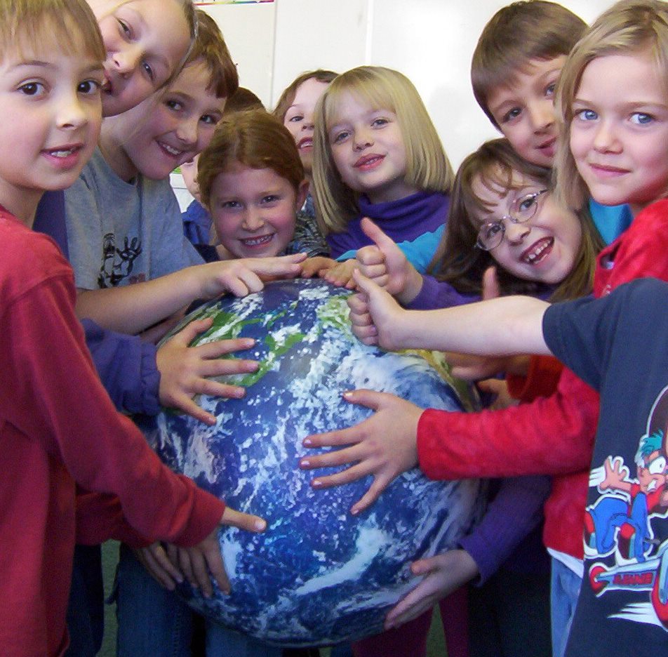 Kids with Globe in Class